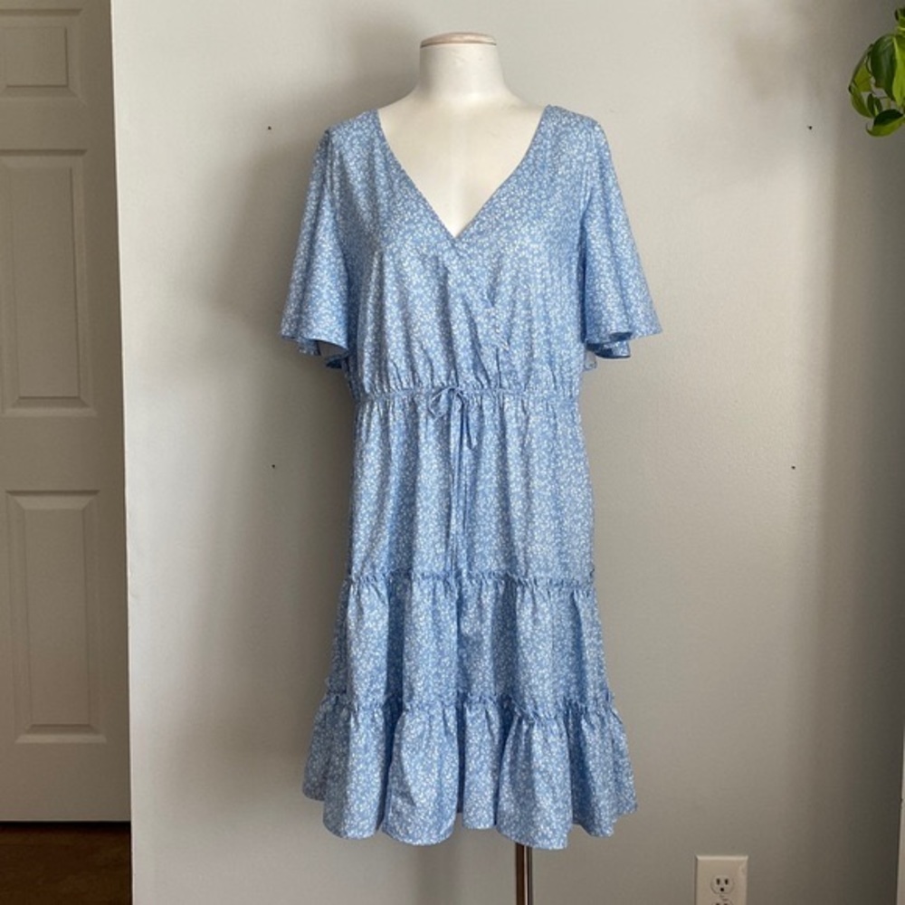 2X Light Blue And White Dress by Shein Curve